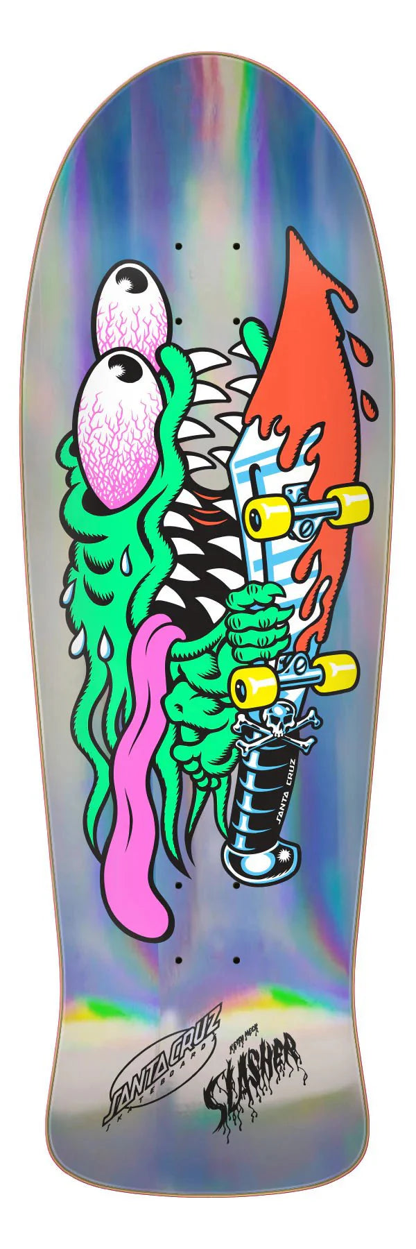 10.1in Meek Slasher Silver Foil Santa Cruz Reissue Skateboard Deck - SkateTillDeath.com