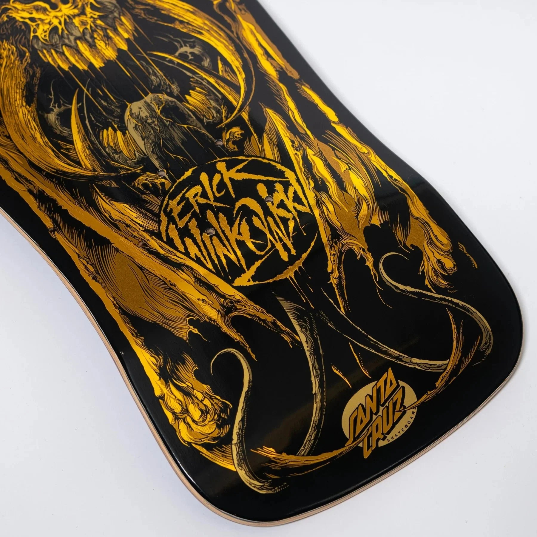 10.34in Winkowski Primeval Gold Santa Cruz Shaped Skateboard Deck - SkateTillDeath.com