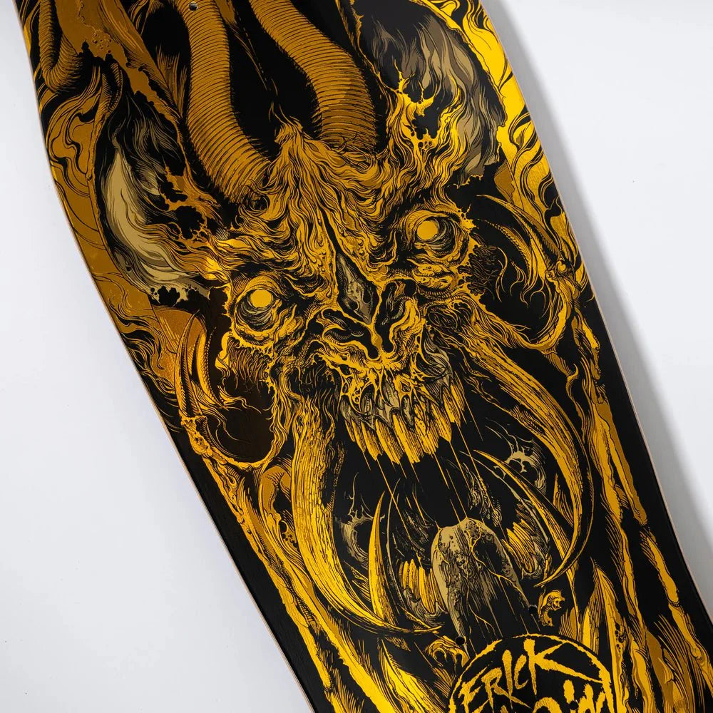 10.34in Winkowski Primeval Gold Santa Cruz Shaped Skateboard Deck - SkateTillDeath.com