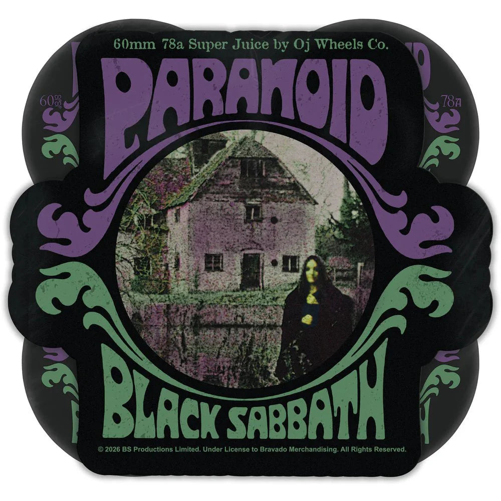 60mm Black Sabbath Paranoid Super Juice 78a OJ Skateboard Wheels - SkateTillDeath.com