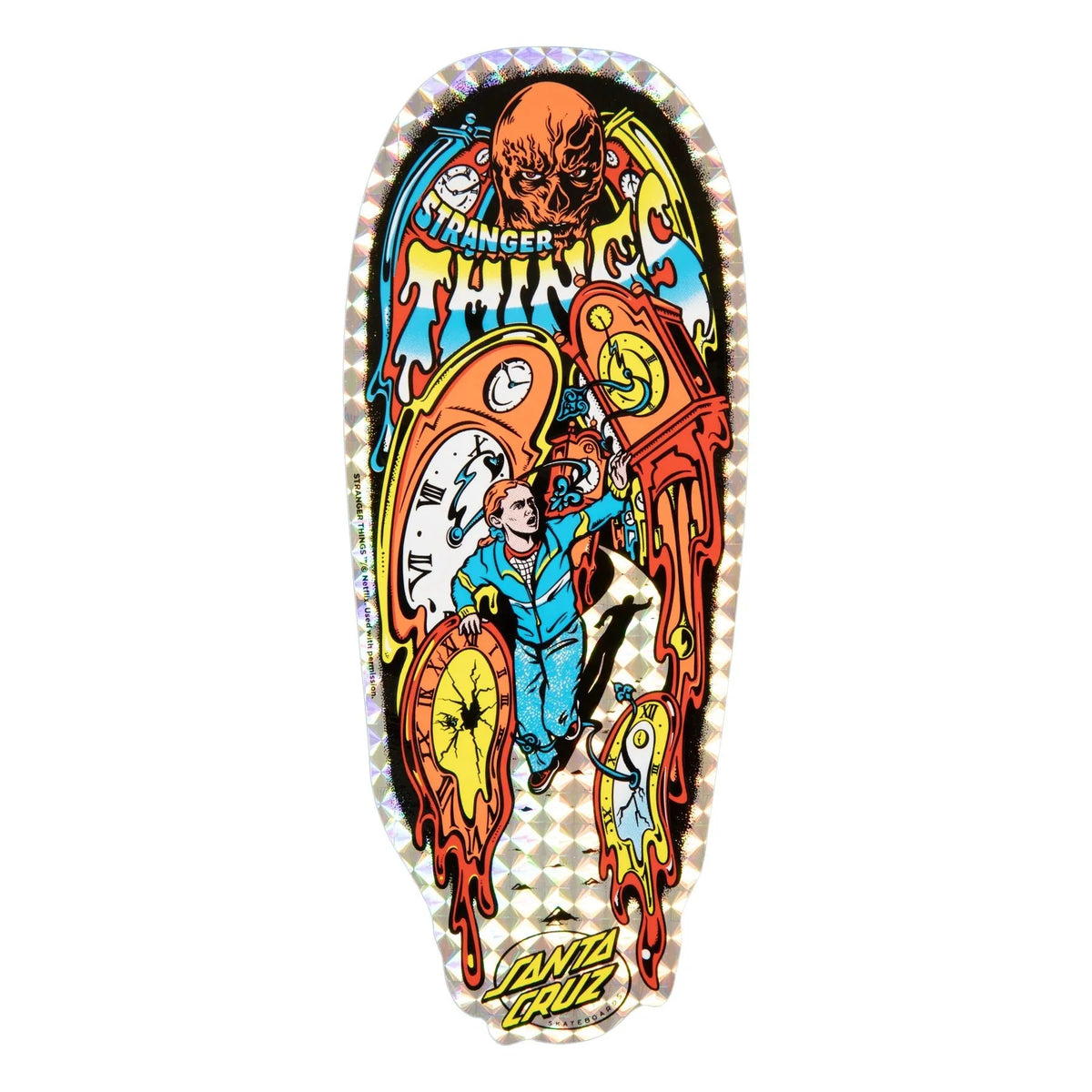 9.7in Stranger Things Grabke Max Melting Clock Santa Cruz Skateboard Deck - SkateTillDeath.com