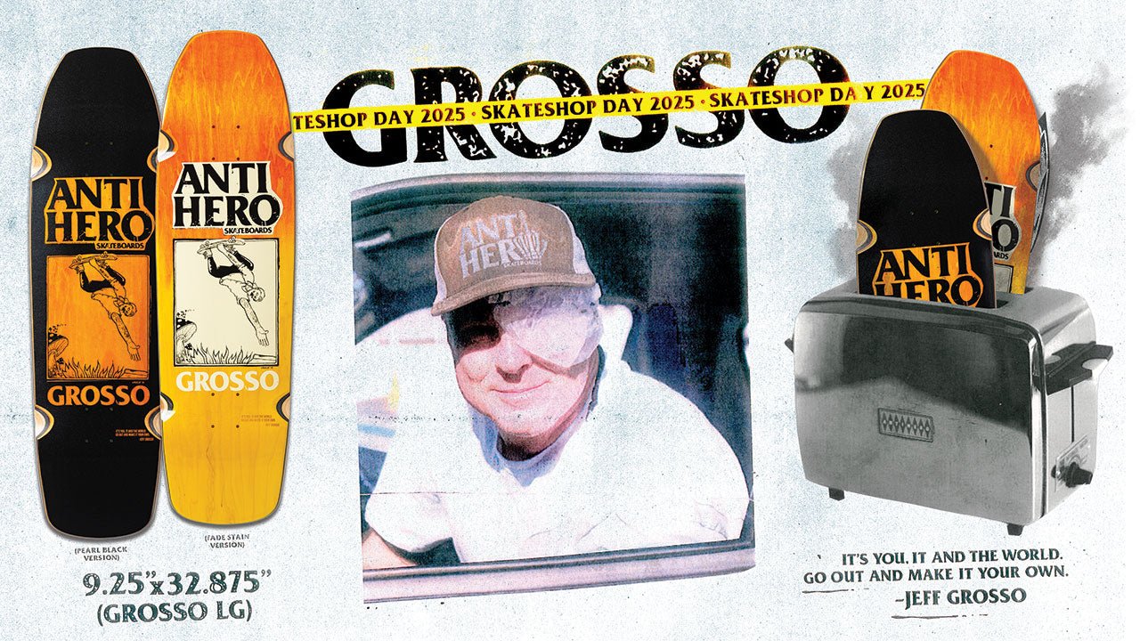 ANTI - HERO SSD 25 GROSSO HAND PLANT 9.25 WHEEL WELLS SQUARE EDGE DECK - SkateTillDeath.com