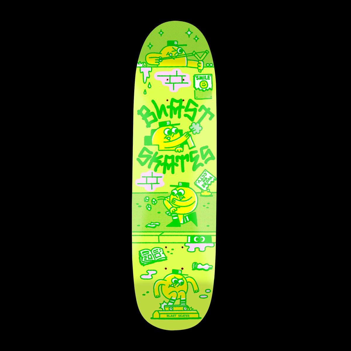 Blast Skates Wild in the Streets shaped green 8.5" - SkateTillDeath.com