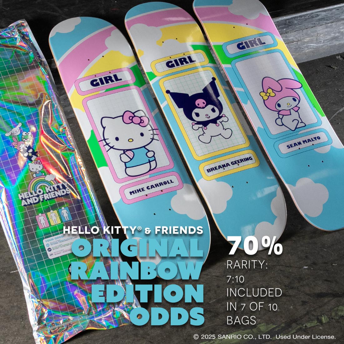 Girl x Hello Kitty Sean Malto Rainbow 8.25″ Skateboard Deck - SkateTillDeath.com