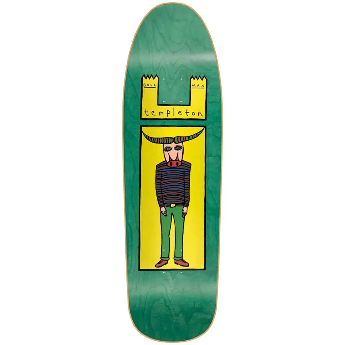 New Deal Skateboards Templeton Bullman Screenprinted Green Veneer Deck 9.35" - SkateTillDeath.com