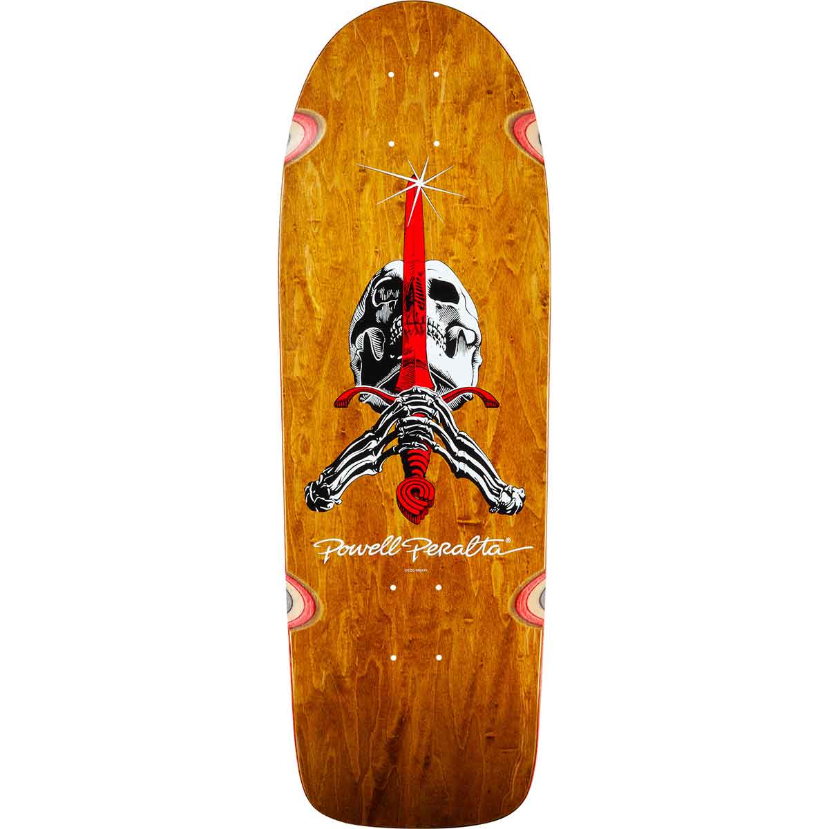 Powell Peralta Ray Rodriguez OG Skull & Sword Re - Issue Skateboard Deck - Brown Stain 10x30 - SkateTillDeath.com