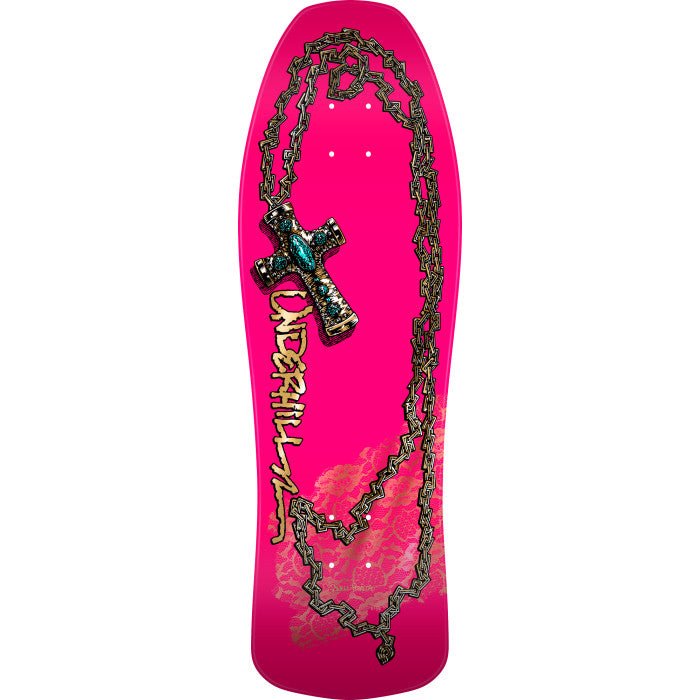 Powell Peralta Ray Underhill Cross Reissue Skateboard Deck Pink/Gold Foil - 9.9 x 31.5 - SkateTillDeath.com