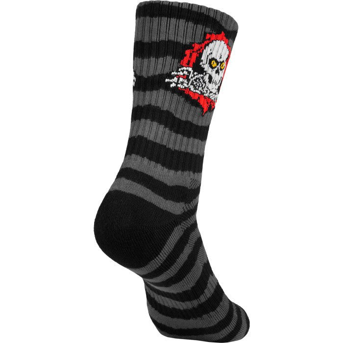 Powell Peralta Ripper Cotton Socks Stripes Charcoal/Black - SkateTillDeath.com