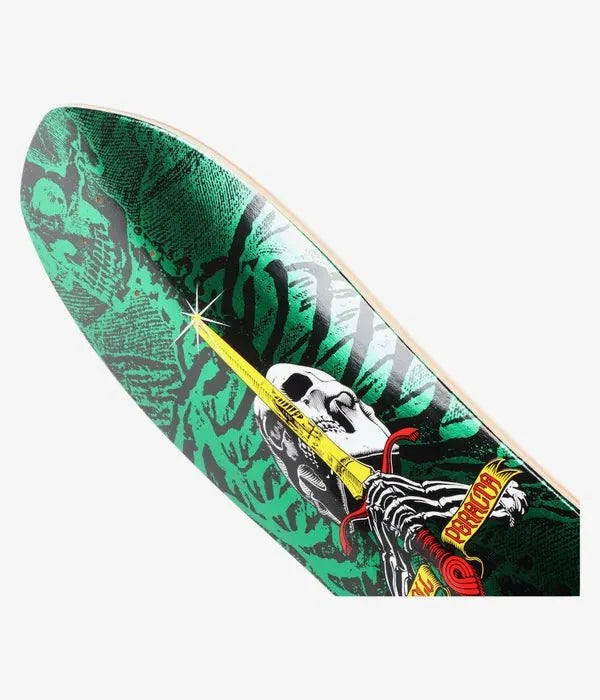 Powell - Peralta Skull & Sword Geegah 9.75" Skateboard Deck (green foil) - SkateTillDeath.com