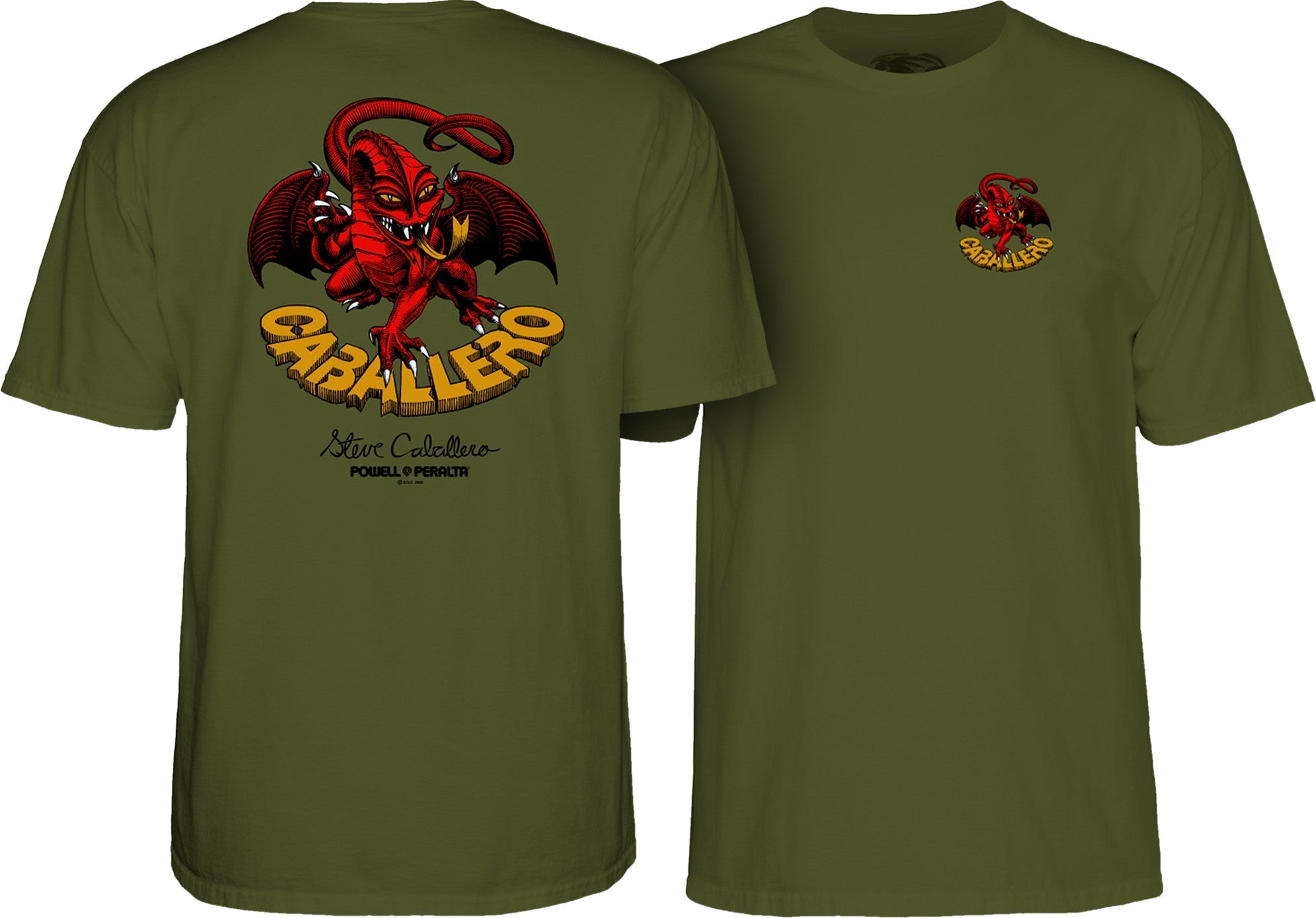 Powell Peralta Steve Caballero Dragon II T-shirt - Military Green - SkateTillDeath.com