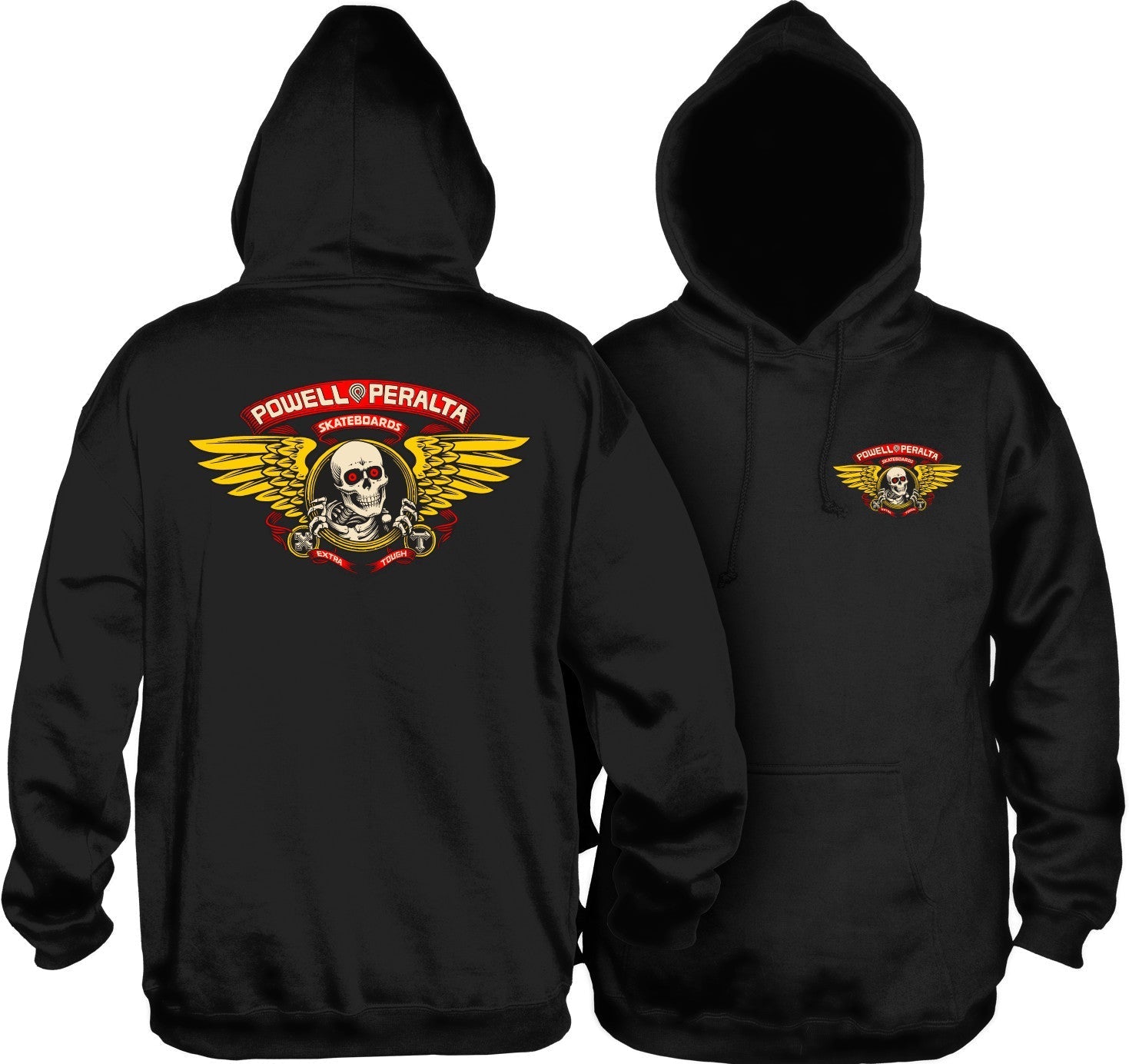Powell Peralta Winged Ripper Hooded Sweatshirt Black - SkateTillDeath.com