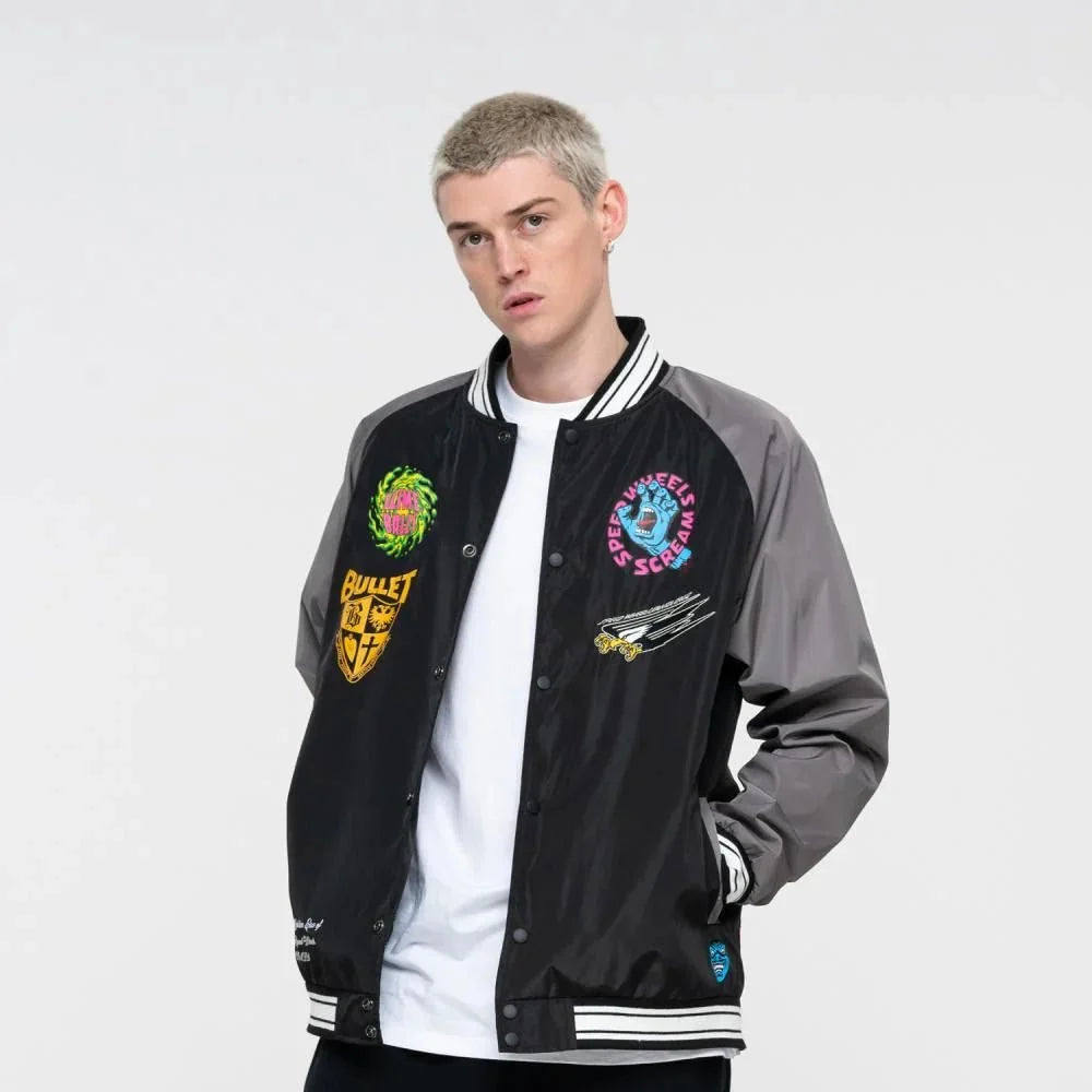 SANTA CRUZ JACKET SW CELEBRATION JACKET - BLACK / GREY - SkateTillDeath.com