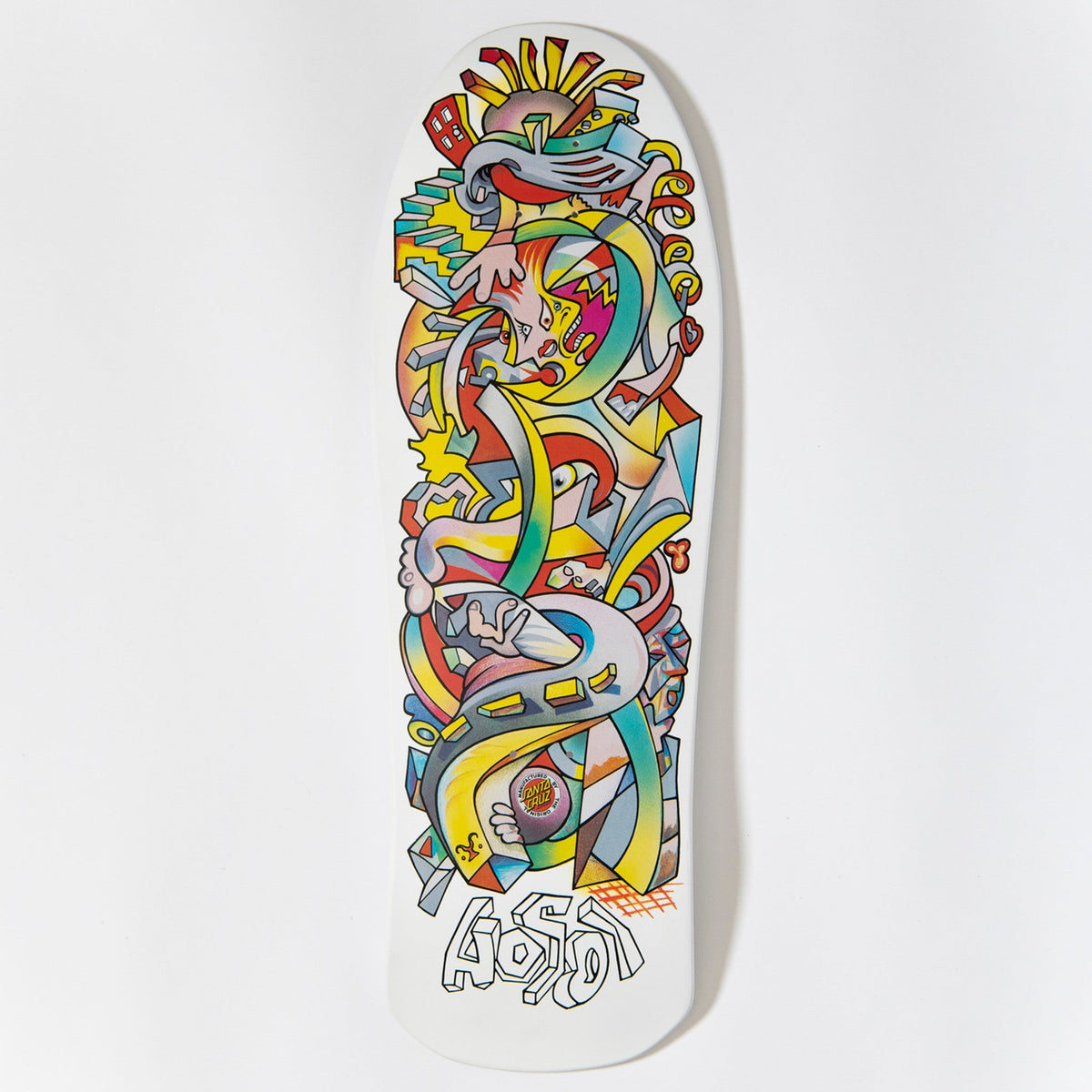 Santa Cruz Old School Hosoi Picasso Reissue Deck (White) - SkateTillDeath.com