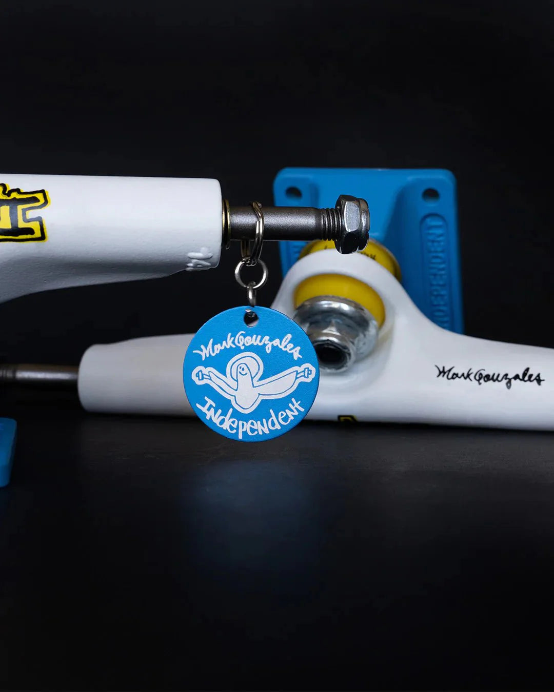 Stage 4 Mark Gonzales White / Blue Independent Skateboard Truck - SkateTillDeath.com
