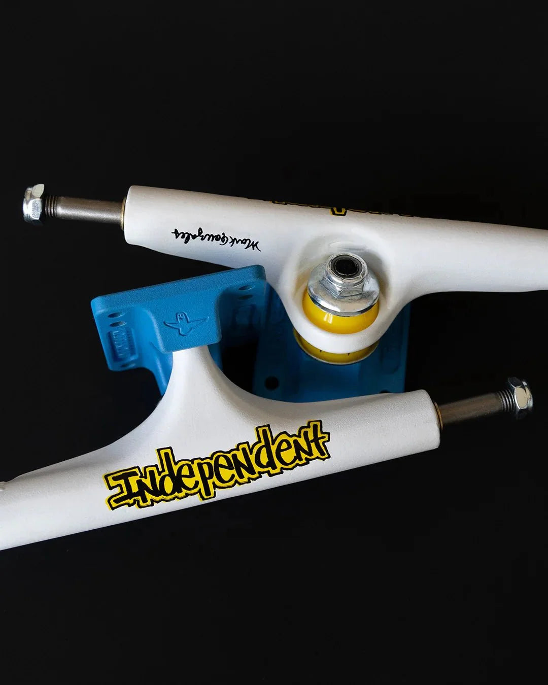 Stage 4 Mark Gonzales White / Blue Independent Skateboard Truck - SkateTillDeath.com