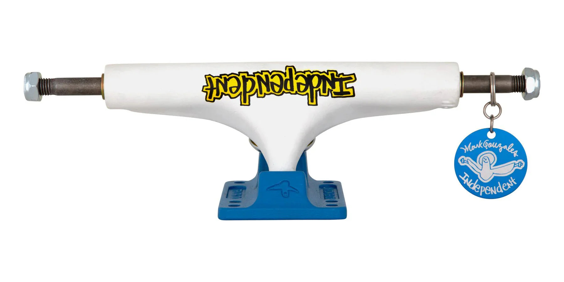 Stage 4 Mark Gonzales White / Blue Independent Skateboard Truck - SkateTillDeath.com