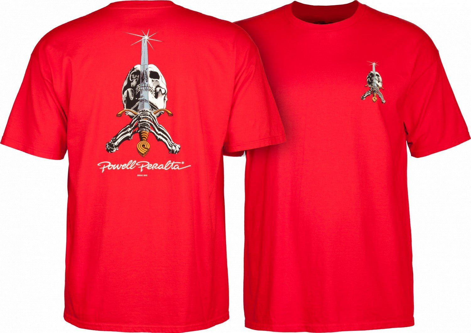T-Shirt Powell Peralta Skull and Sword - Red - SkateTillDeath.com