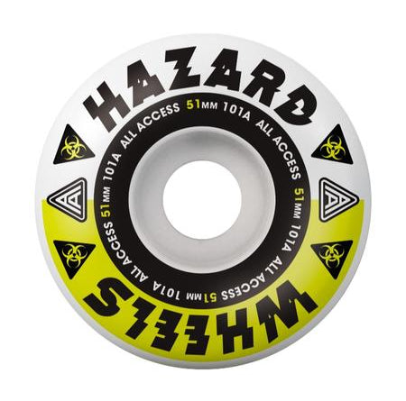 Hazard - Skateboard - Wheels - Melt Down - Radial 51mm (White/Yellow) Wheels