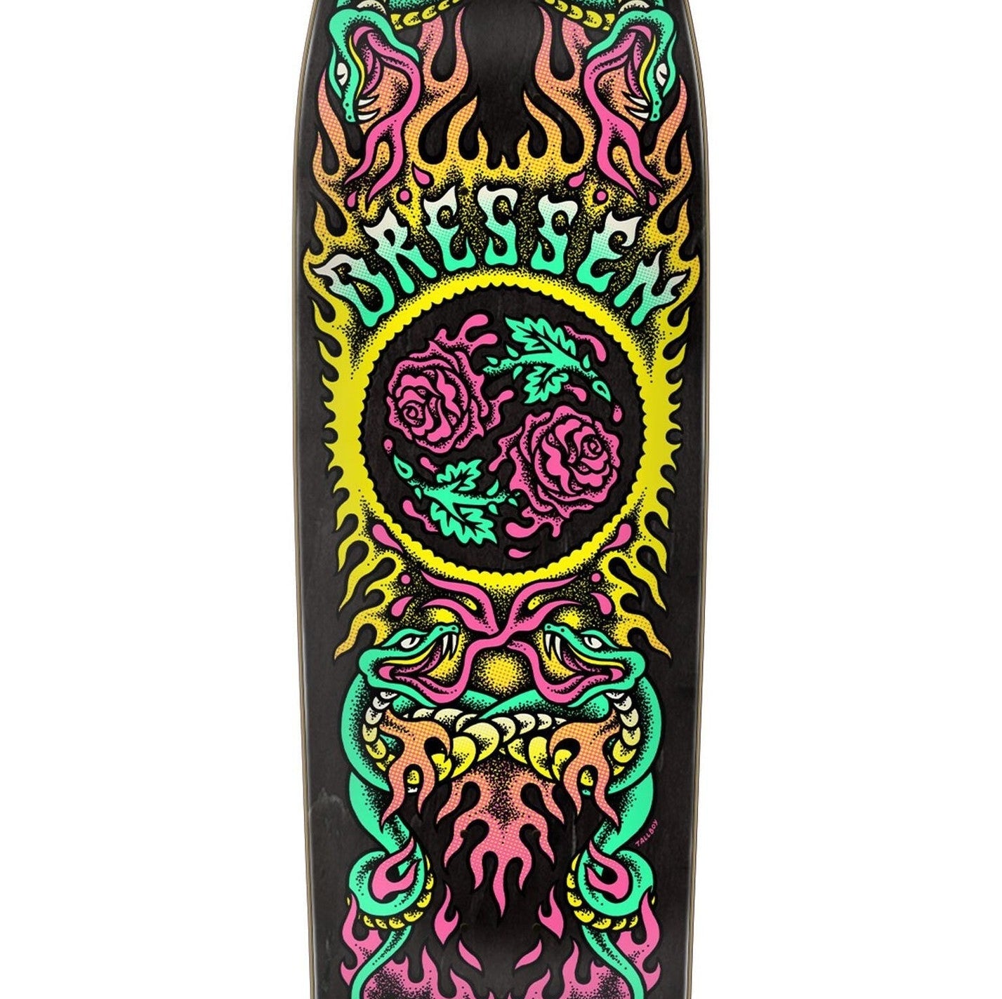 9.3" Dressen Rose Crew Shaped Black Skateboard Deck 2023 - SkateTillDeath.com