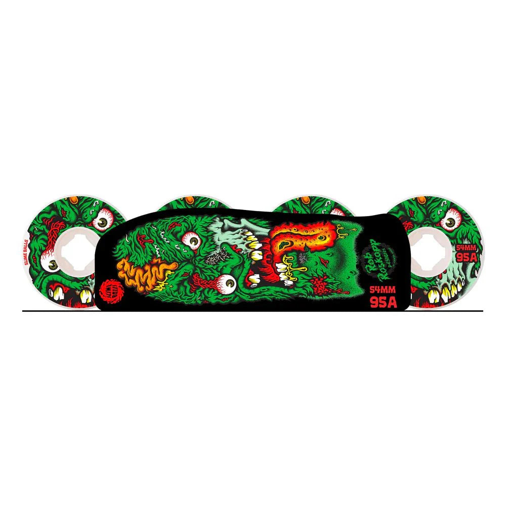 54mm Roskopp Face Two Reissue 95a Hardline Slime Balls Skateboard Wheels - SkateTillDeath.com