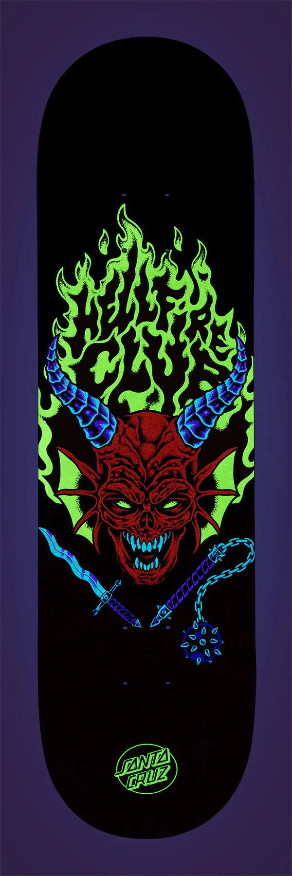 8.25in Stranger Things Hellfire Club Santa Cruz Skateboard Deck - SkateTillDeath.com
