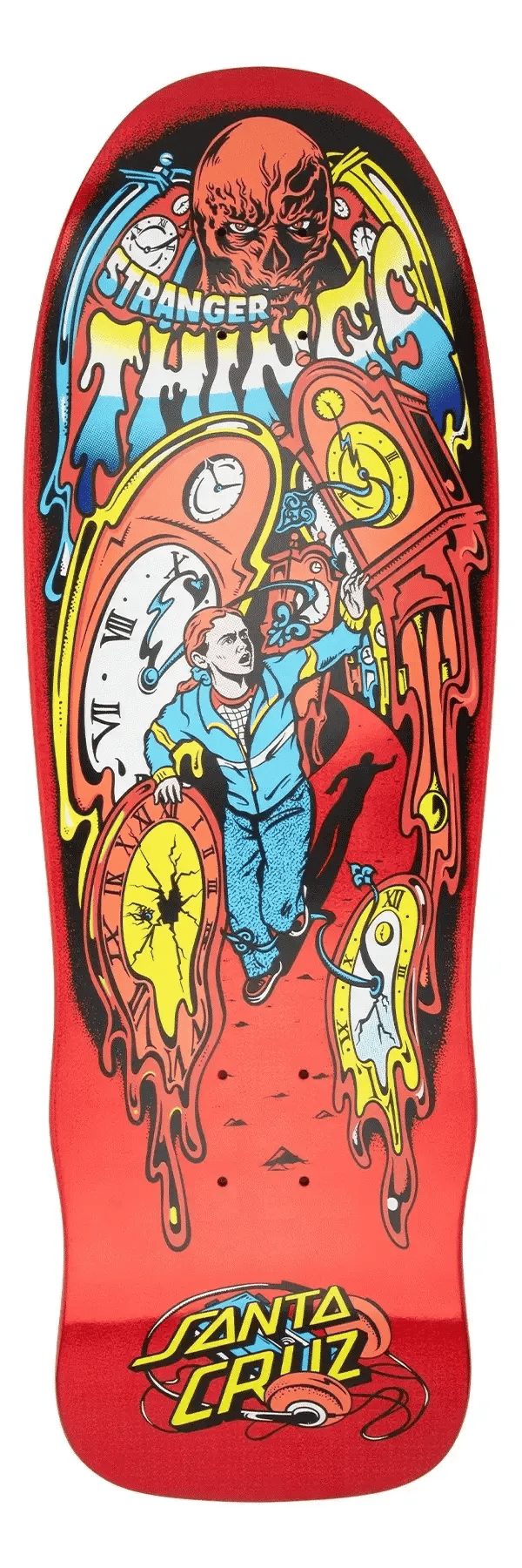 9.7in Stranger Things Grabke Max Melting Clock Santa Cruz Skateboard Deck - SkateTillDeath.com
