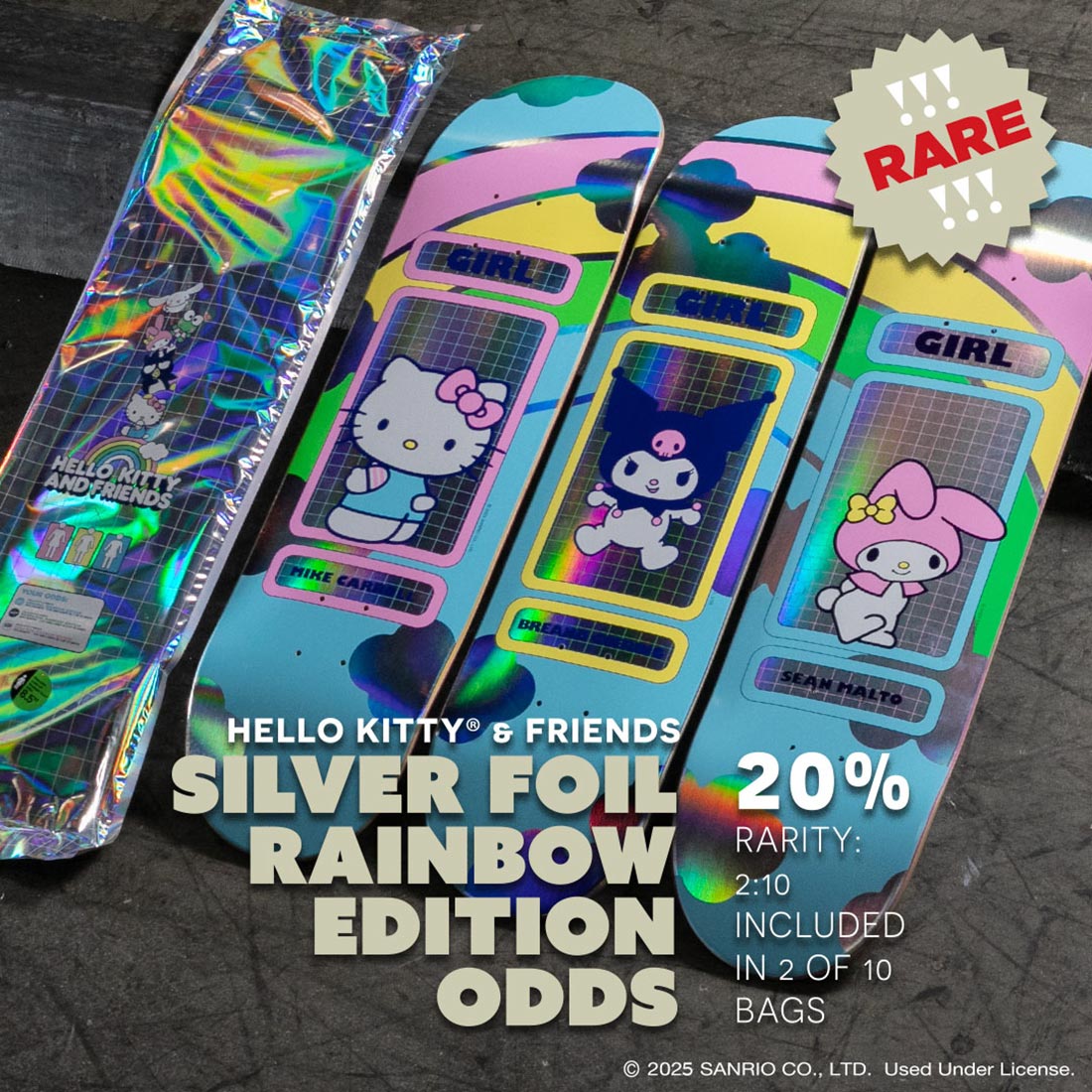 Girl x Hello Kitty Sean Malto Rainbow 8.25″ Skateboard Deck - SkateTillDeath.com