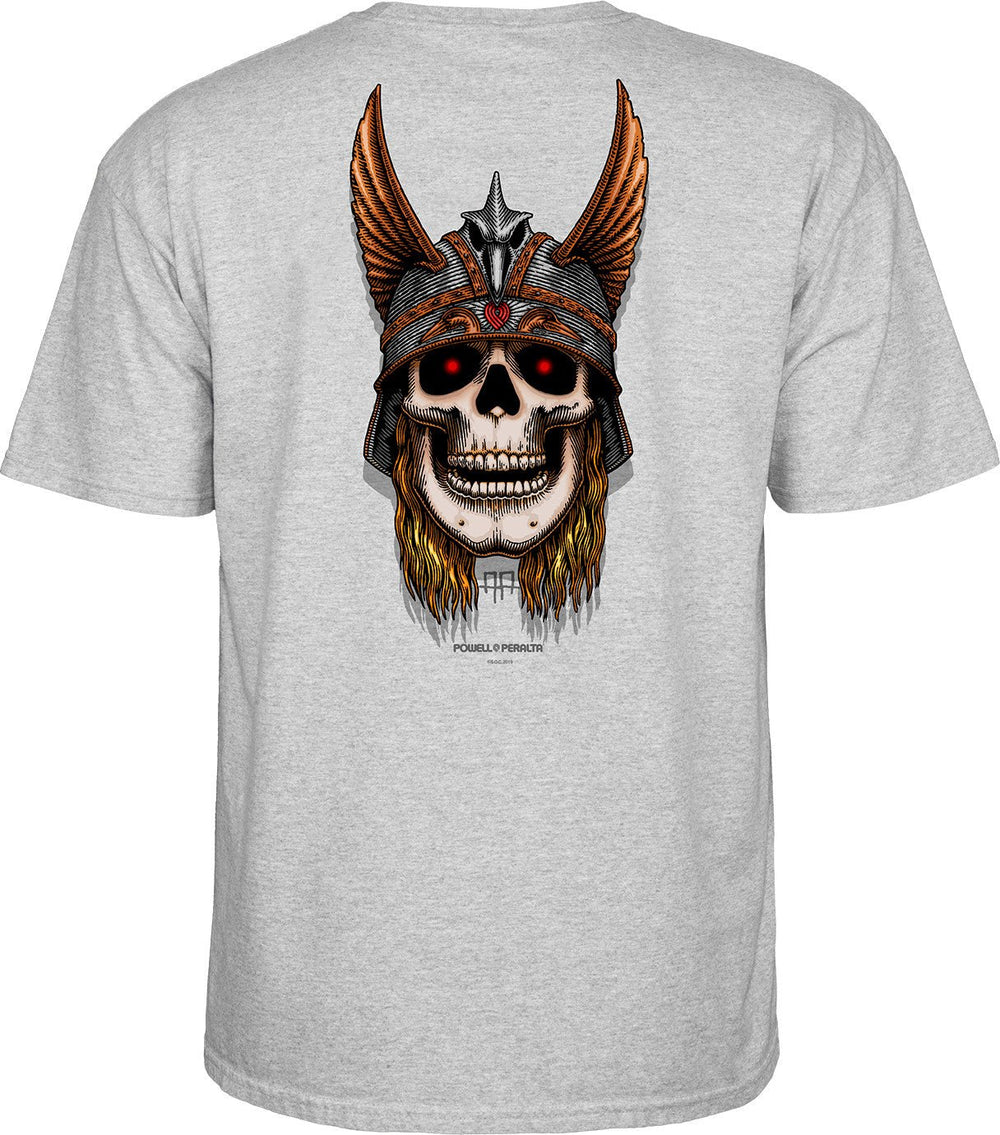 Powell Peralta Andy Anderson Skull T-Shirt - Athletic Heather - SkateTillDeath.com