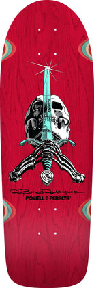 Powell Peralta OG Ray Rodriguez Skull & Sword Reissue Skateboard Deck Red Stain - 10 x 30 - SkateTillDeath.com