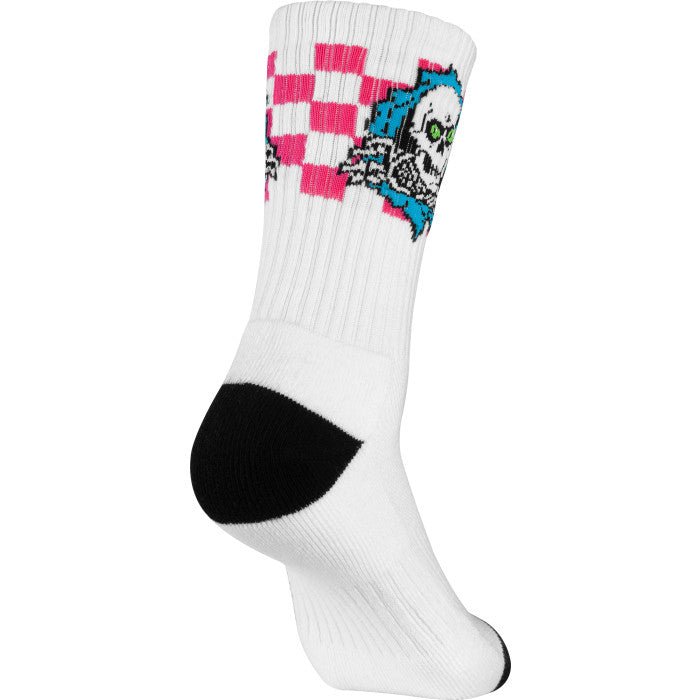 Powell Peralta Ripper Cotton Socks Checker Blue/Pink/White - SkateTillDeath.com