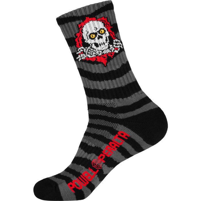 Powell Peralta Ripper Cotton Socks Stripes Charcoal/Black - SkateTillDeath.com
