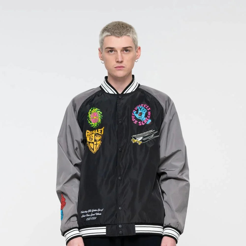 SANTA CRUZ JACKET SW CELEBRATION JACKET - BLACK / GREY - SkateTillDeath.com