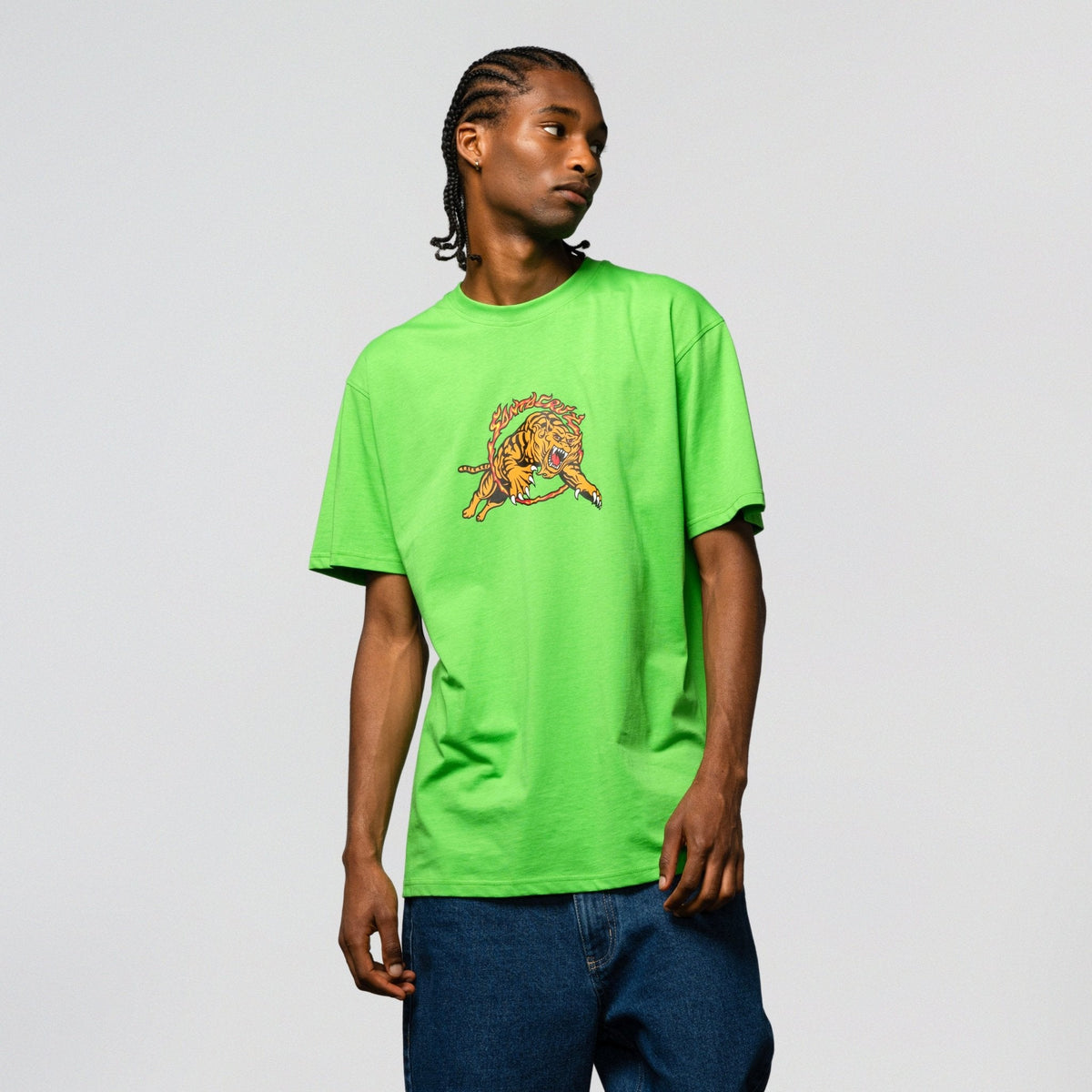 Santa Cruz T-Shirt Salba Tiger Simplified Front Sport Green - SkateTillDeath.com