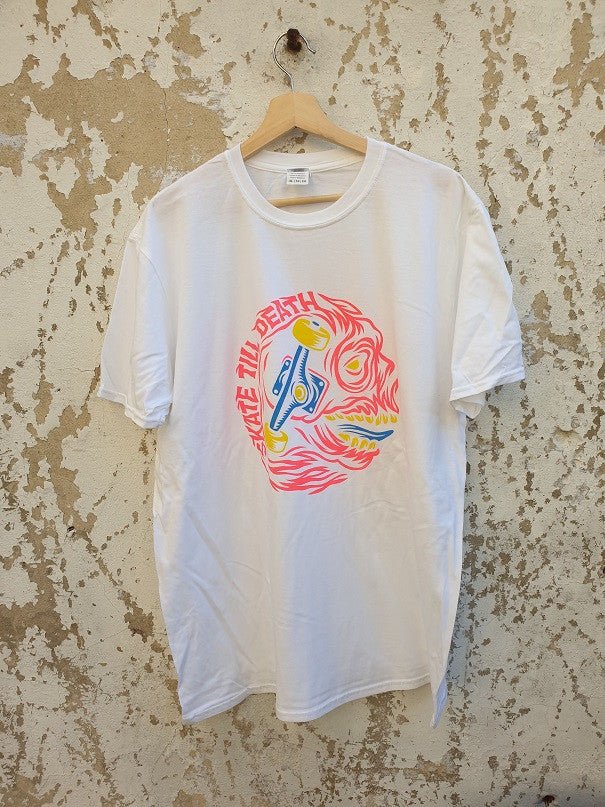 Skate Till Death T-shirt Logo White - SkateTillDeath.com