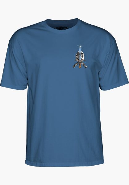 T-Shirt Powell Peralta Skull and Sword - Slate Blue - SkateTillDeath.com