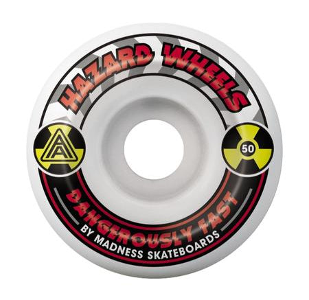 Hazard - Skateboard - Wheels - Alarm - Conical 50mm (White/Red) Wheels