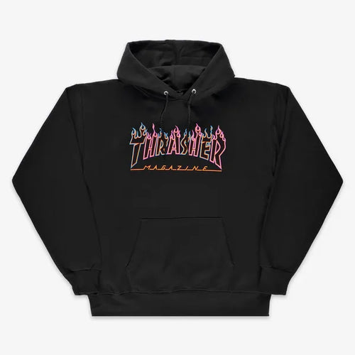 Load image into Gallery viewer, Thrasher Double Flame Neon Logo Hoodie Black
