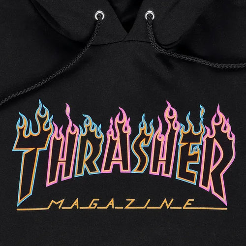 Load image into Gallery viewer, Thrasher Double Flame Neon Logo Hoodie Black
