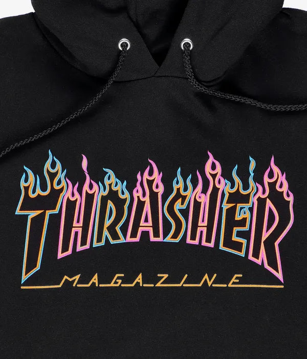 Thrasher Double Flame Neon Logo Hoodie Black