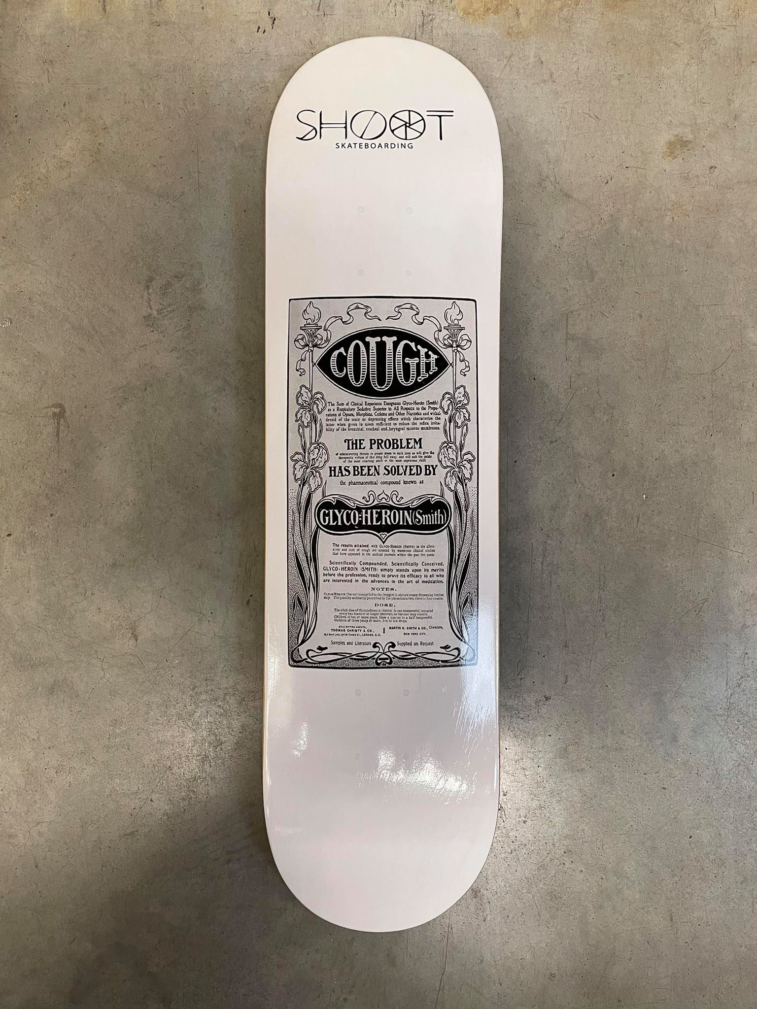 Shoot - Skateboard - Deck - Cough 8" (White) Deck