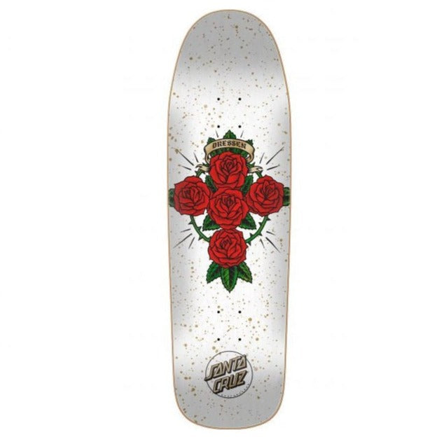 Planche de Skateboard Santa Cruz Dressen Rose Cross Shaped 9.31″ X 31.94″ Blanche