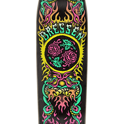 Load image into Gallery viewer, 9.3&quot; Dressen Rose Crew Shaped Black Skateboard Deck 2023 - SkateTillDeath.com
