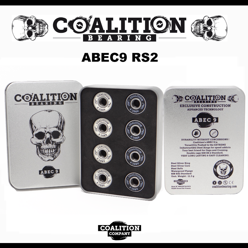 Coalition - Skateboard - Bearings - Box Abec9   (Silver) Bearings