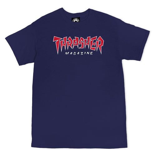 Load image into Gallery viewer, Thrasher T-ShirtJagged Logo Navy
