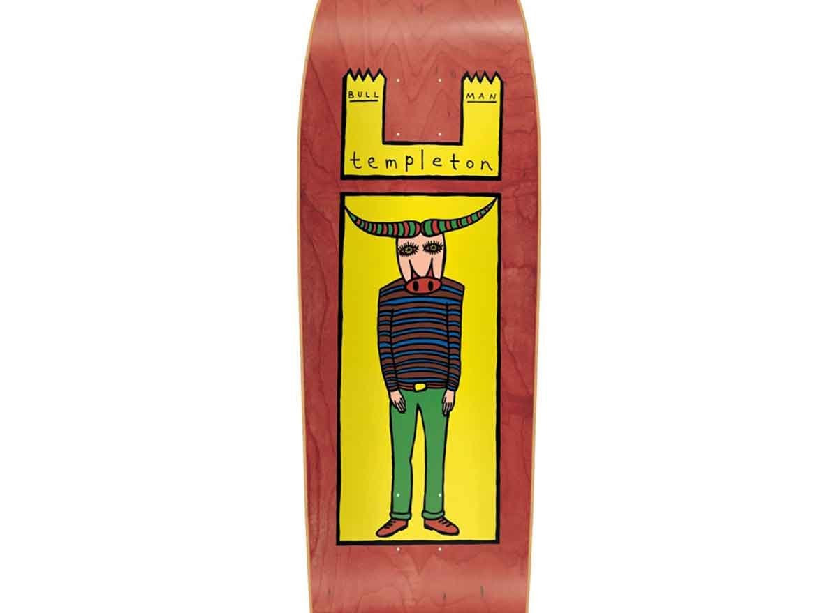New Deal Skateboards Templeton Bullman Screenprinted Red Veneer Deck 9.35" - SkateTillDeath.com