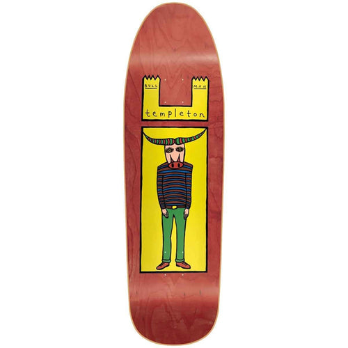 Load image into Gallery viewer, New Deal Skateboards Templeton Bullman Screenprinted Red Veneer Deck 9.35&quot; - SkateTillDeath.com
