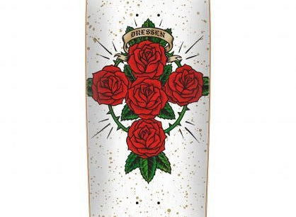 Santa Cruz Dressen Rose Cross Shaped skateboard deck 9.31″ X 31.94″ White - SkateTillDeath.com