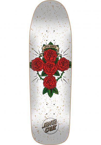 Santa Cruz Dressen Rose Cross Shaped skateboard deck 9.31″ X 31.94″ White - SkateTillDeath.com