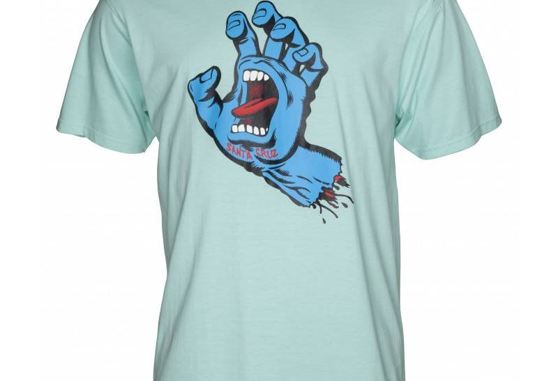 Santa Cruz T-Shirt Screaming Hand Aqua - SkateTillDeath.com