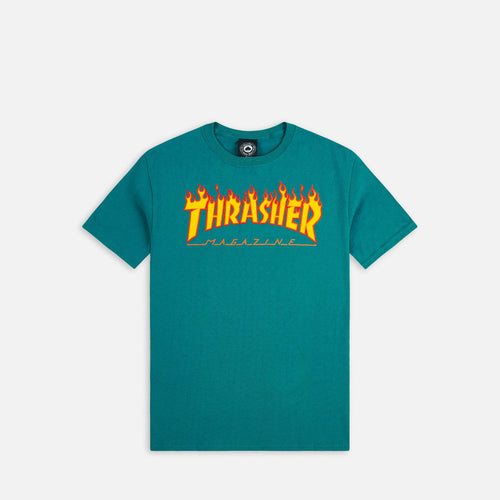 Load image into Gallery viewer, T-Shirt Thrasher Flame Galapagos Blue - SkateTillDeath.com
